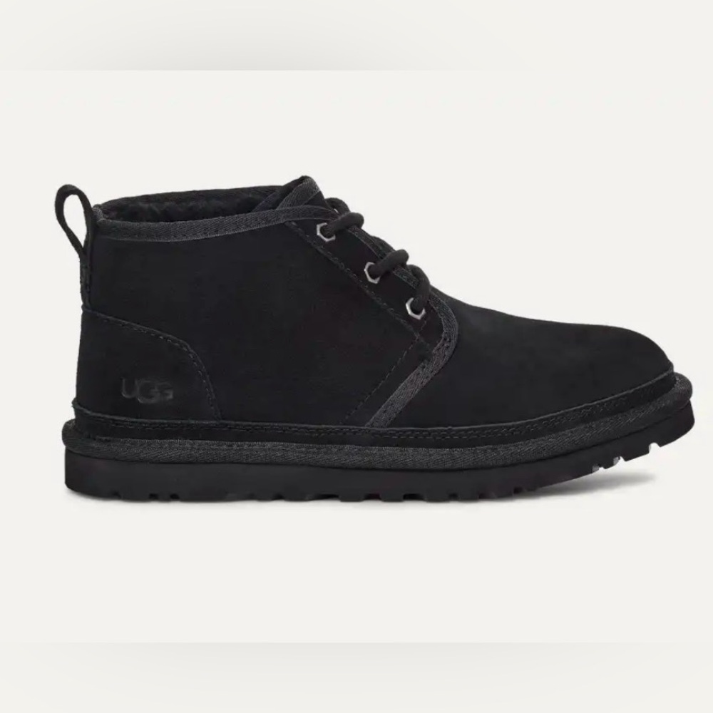 UGG Neumel Black Suede Leather Shearling Fleece Lined Ankle Boot Lace Up Euro 37